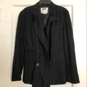 Donna Karen New York vintage double breasted black linen sample blazer, size 8
